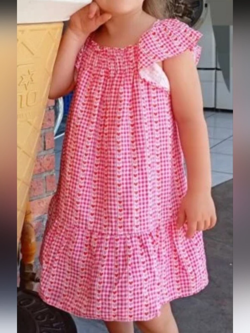 Zara Pink Heart-Pattern Sundress for Girls